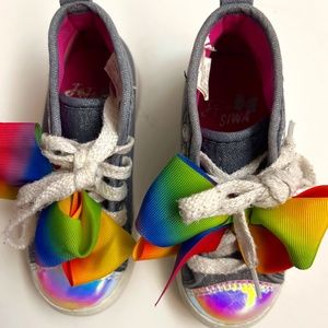 JOJO Siwa Girls Sparkle Hi-Top Sneakers Shoes Rainbow Bow Size 9 Toddler